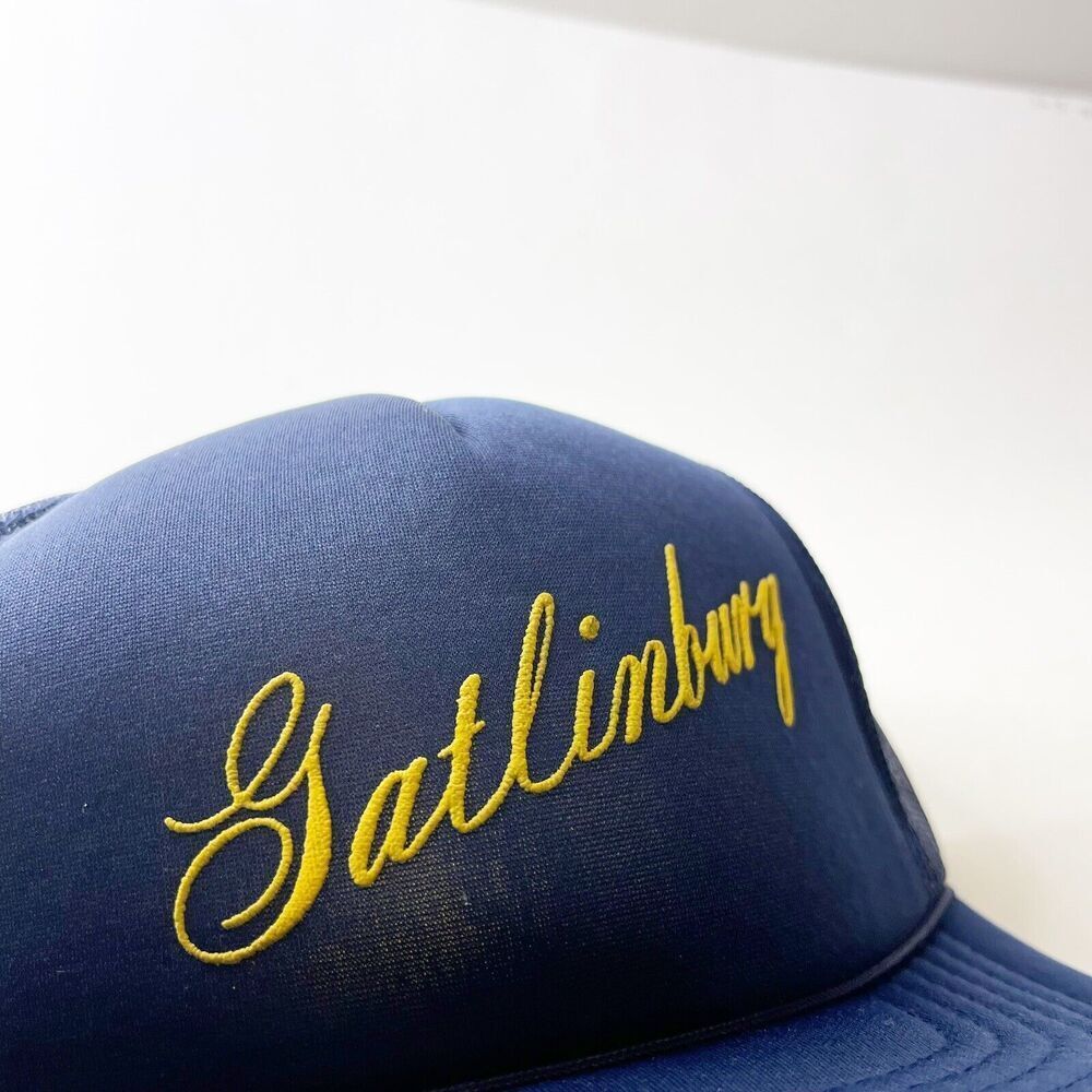 Vintage Navy Blue Trucker Hat Snap Back Mesh Ball Cap Gatlinburg Tennessee - Picture 5 of 16